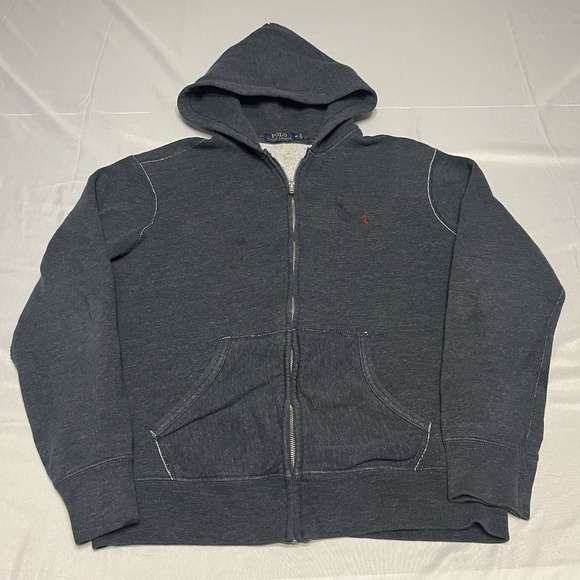 Polo Ralph Lauren Other - Polo Ralph Lauren Full Zip Hoodie Sweatshirt Men's Medium Gray Distressed